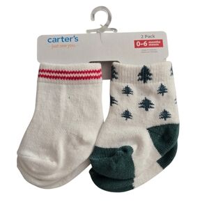 Carter's 2 Pack White and Green Baby Socks Set - Size 0-6 Months - NWT